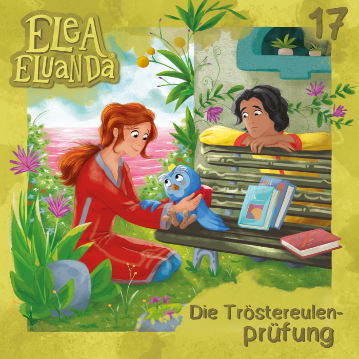 Elea Ezechiel und Ravi, gruener Hintergrund, Blumen